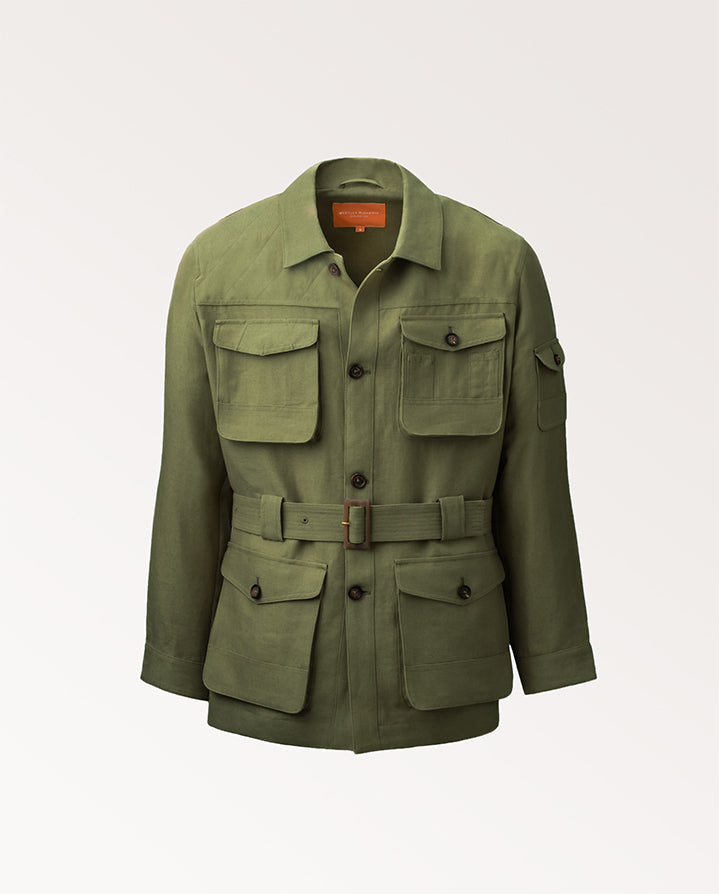Richard Jacket Linen Selous Safari Jacket in Plains Green | Westley Richards