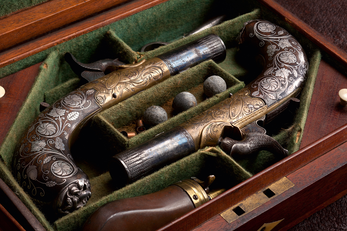 A Cased Pair of Westley Richards Exhibition 50 bore Pocket Pistols