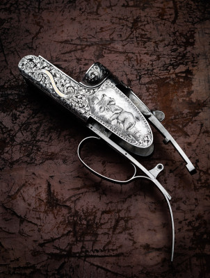 WESTLEY RICHARDS .577 DROPLOCK. Engraving by PETER SPODE.