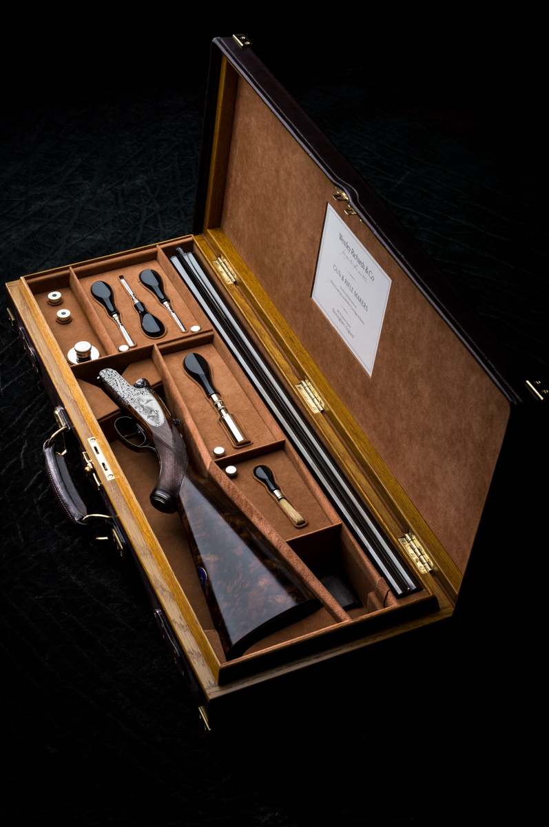 Westley Richards, Droplock, 12g Shotgun, Oak & Leather case
