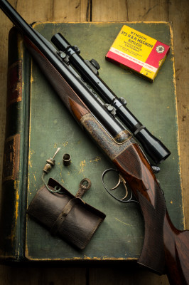 Westley Richards .375 H&H droplock with QD Lyman scope.