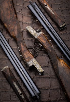 A Pair of Westley Richards 16g hand Detachable Lock game guns. Engraved by Lepinois.