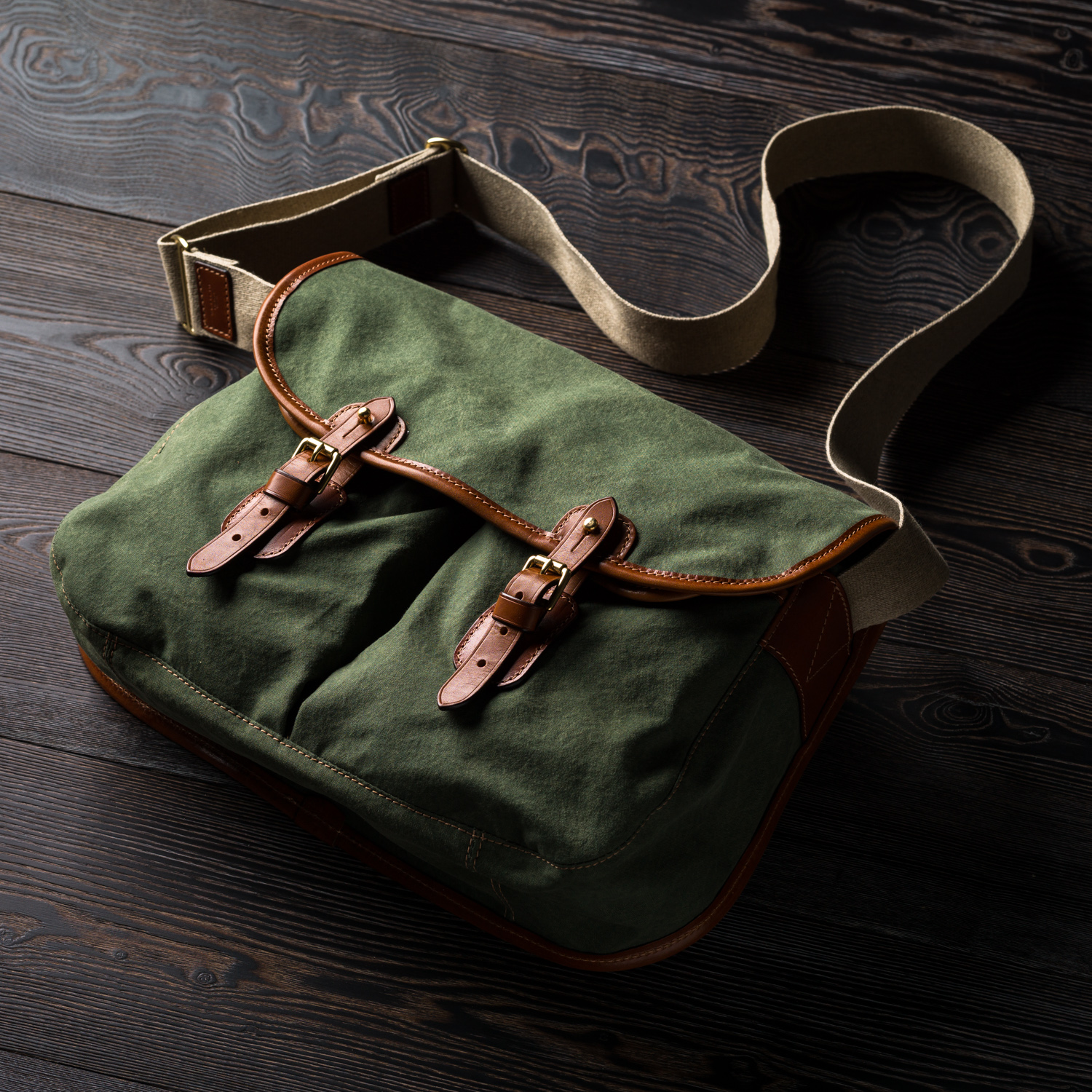 Westley Richards Bishop Bag Canvas & Leather Green Canvas and Leather