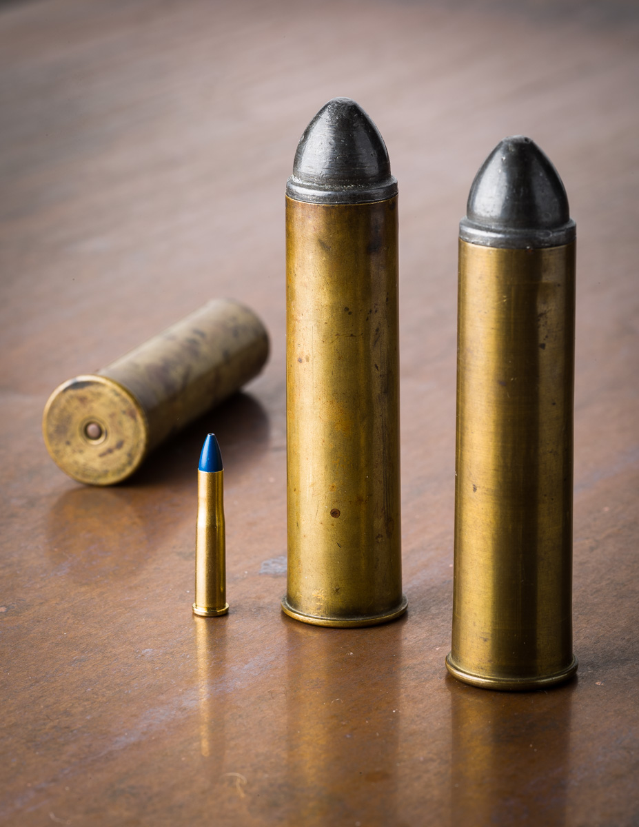 Kynoch and Eley 4 Bore, 4 inch, Black Powder Rifle Cartridges.