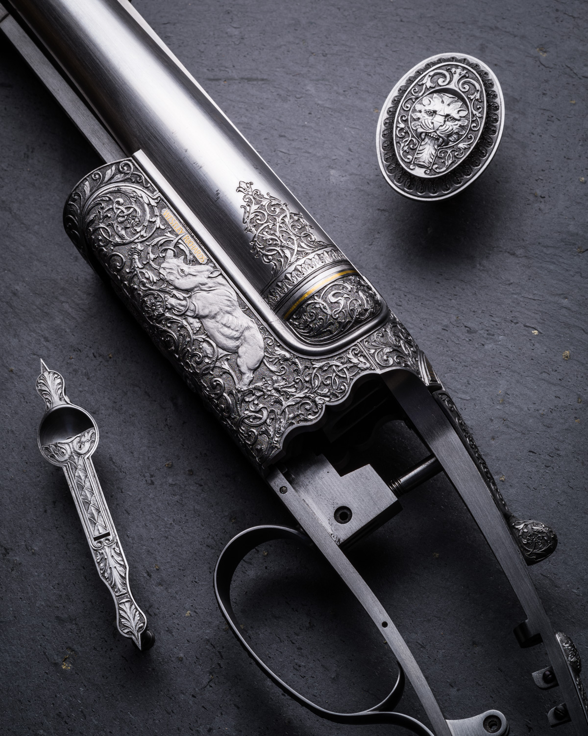 A Westley Richards .470 Hand Detachable Lock Double Rifle. Engraved by Paul Lantuch.