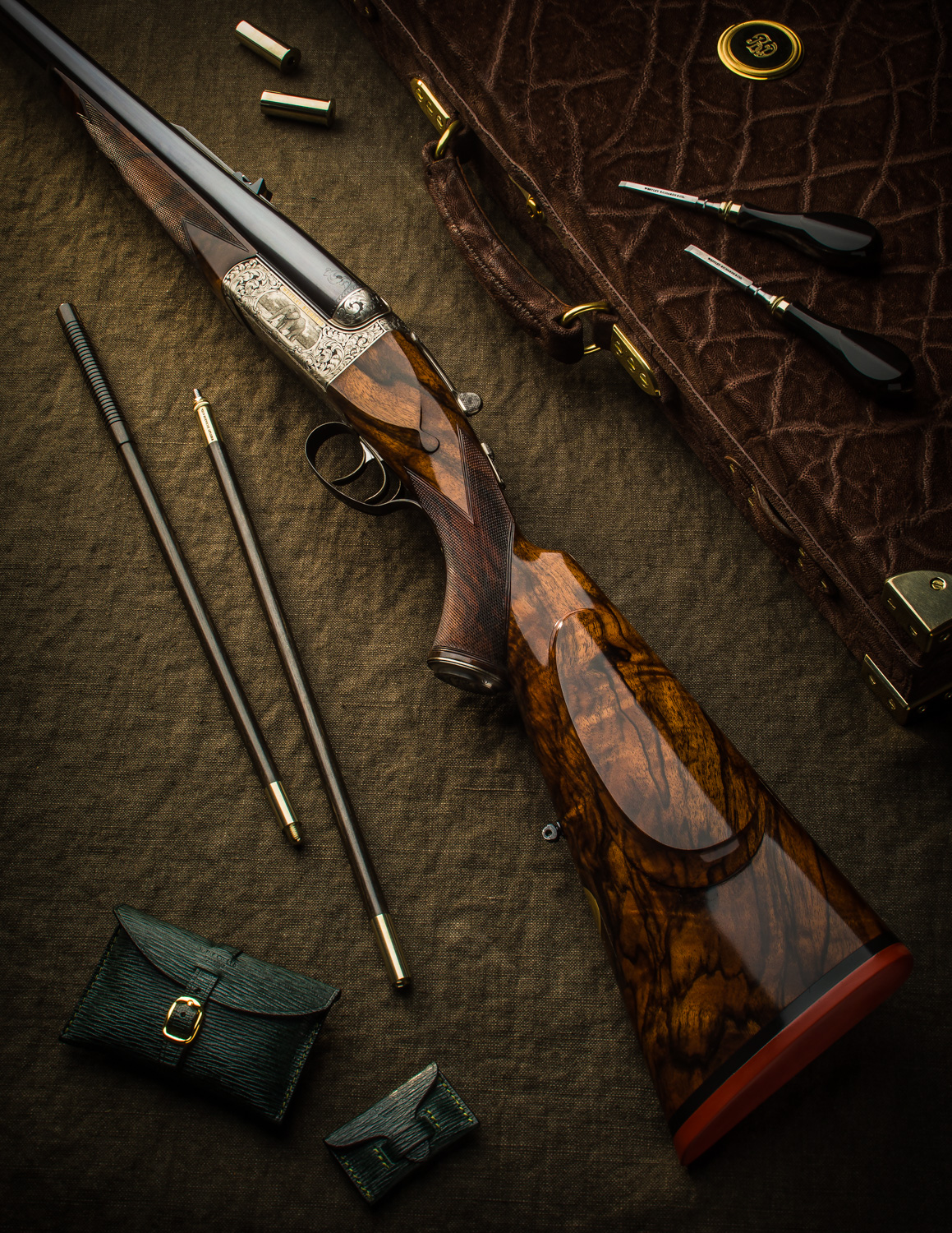 Deluxe Game Scene Westley Richards .577 Droplock Double Rifle