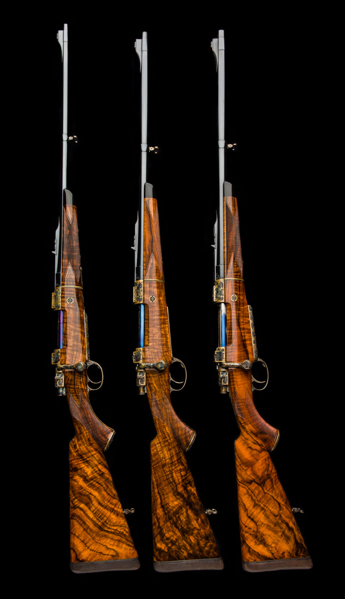 Fabulous Lovenberg Engraved Hartmann & Weiss Rifle Trio