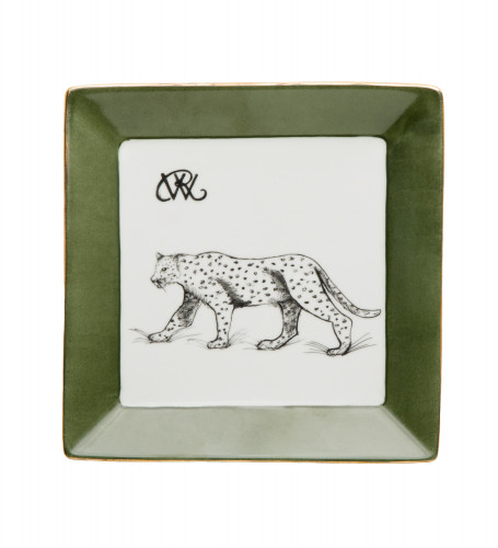 Porcelain Dish With Hand Painted Leopard