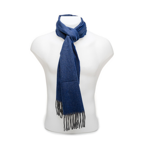 Cashmere Herringbone Scarf in Ocean