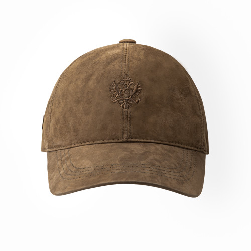 Leather Ball Cap in Khaki