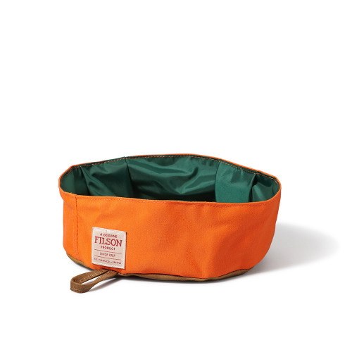 Wide Dog Bowl - Orange and Tan