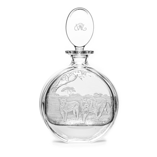 Hand Engraved Crystal Decanter - Lion