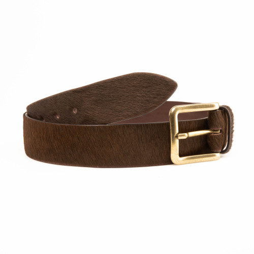 Men's Pony Fur Belt in Brown