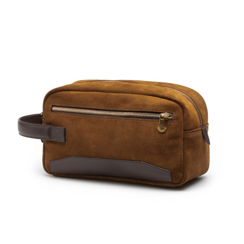 Bournbrook Washbag in Walnut Suede