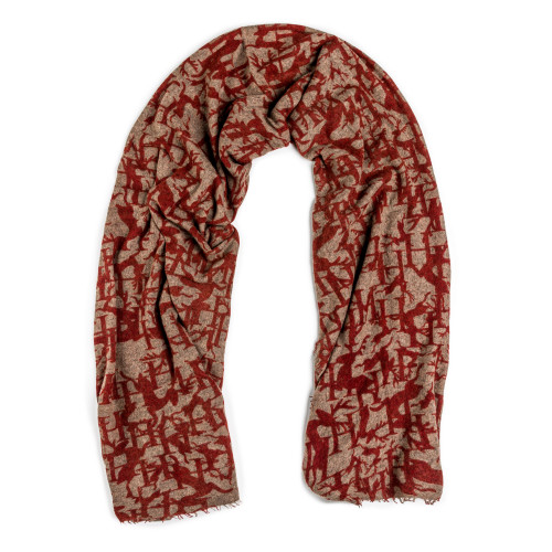 Cashmere Stag Scarf in Rust