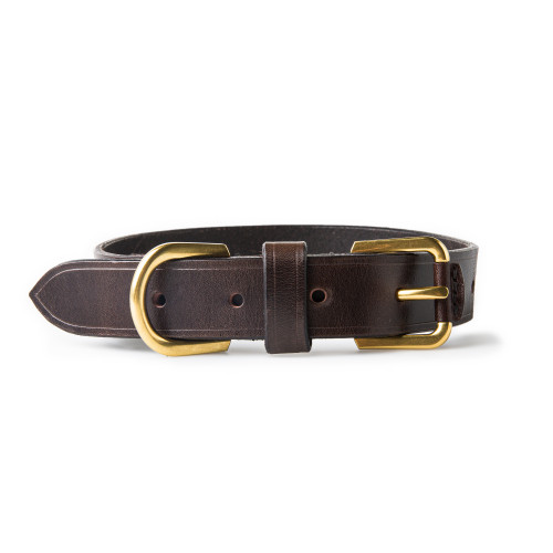 Medium Leather Dog Collar in Dark Tan