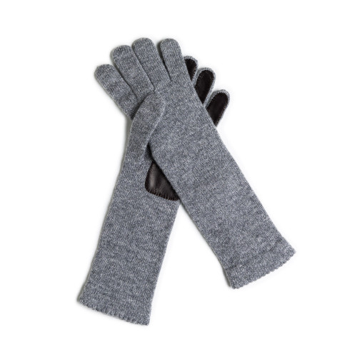 Ladies Cashmere and Leather Gloves - Graphite