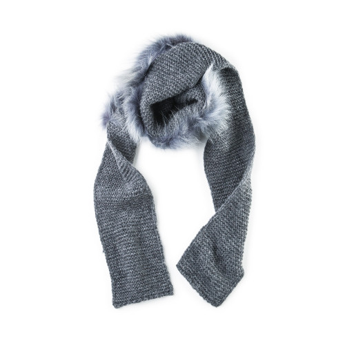 Alpaca Scarf with Coyote Fur - Charcoal