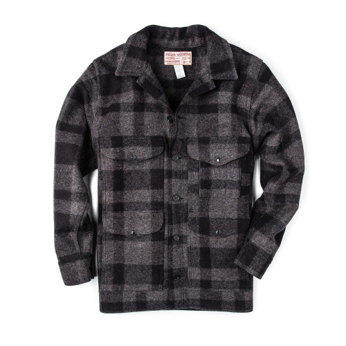 Wool Mackinaw Cruiser in Grey Black Plaid