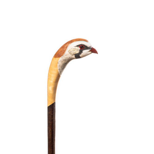 Hand Carved Red Legged Partridge  Walking Stick