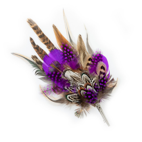 Feather Hat Pin with Purple Accents