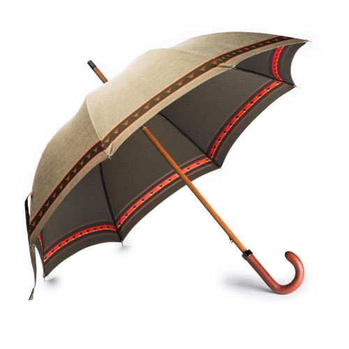 Mallard Print Umbrella with Leather Handle