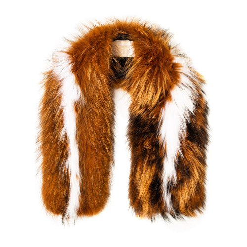 Maria Raccoon Fur Scarf - Autumn/White