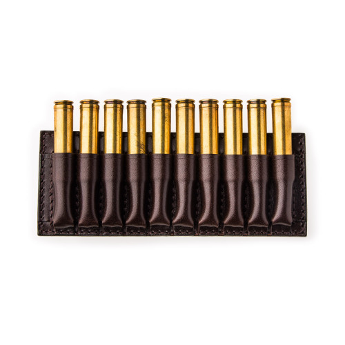 Small 10 Rd Open Ammunition Belt Wallet in Dark Tan