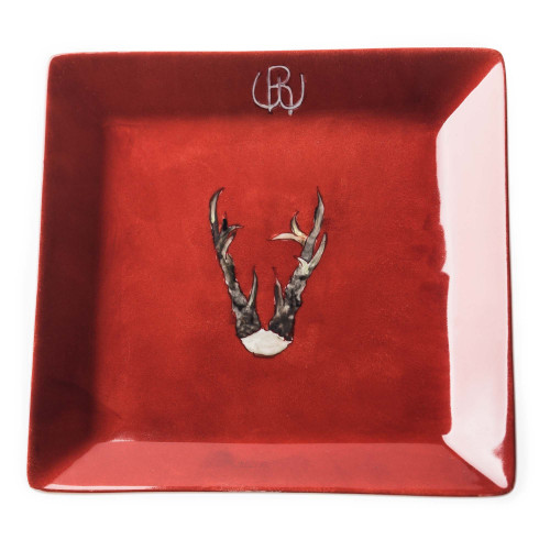 Porcelain Dish With Hand Painted Roebuck Antlers- Design 1