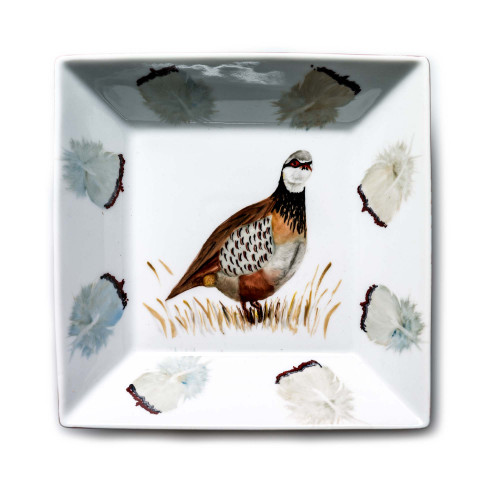 Porcelain Bowl With Hand Painted Red Leg Partridge