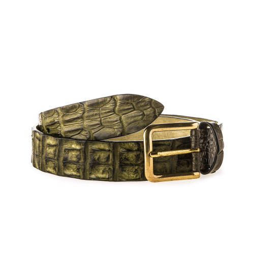 Men's Crocodile Leather Belt in Forest