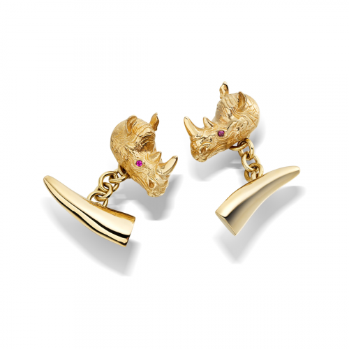 Gold Rhino & Horn Cufflinks