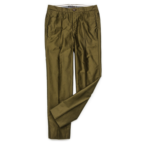 Long Staple Cotton Trousers in Olive
