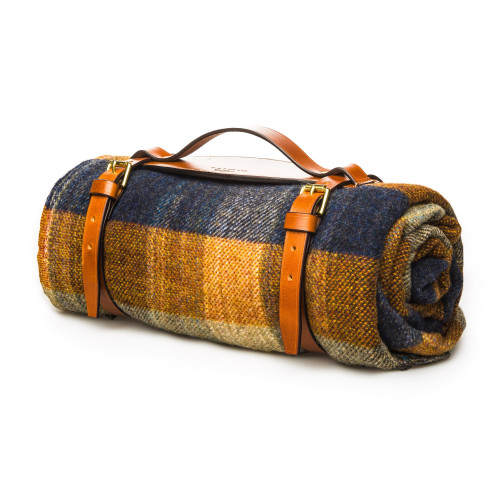 Wool Travel Blanket in Orange Combo