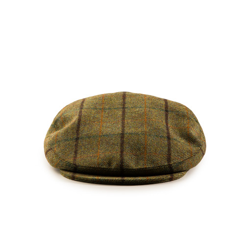 Bond Tweed Cap in Orange/Brown Check