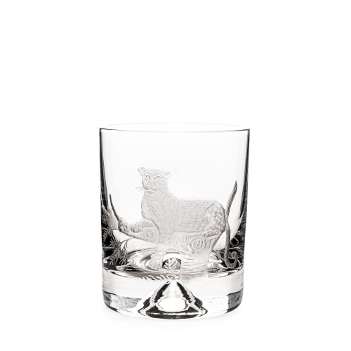 Hand Engraved Crystal Glass - Leopard