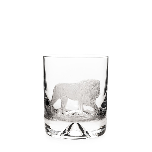 Hand Engraved Crystal Glass - Lion