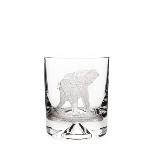 Hand Engraved Crystal Glass - Elephant