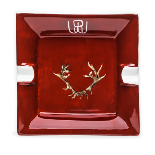 Porcelain Ashtray With Hand Painted Stag Antlers- Design 1