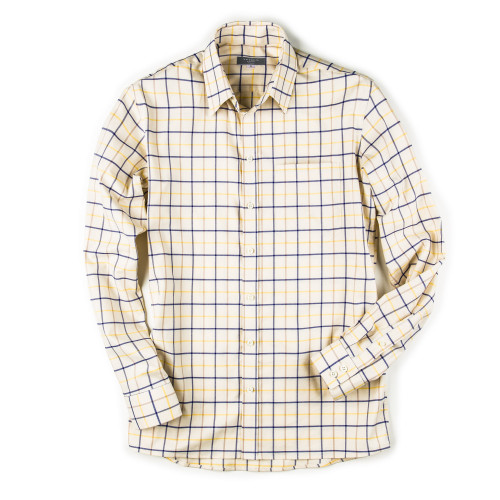 Men's Deluxe Tattersall Shirt in Blue/ Yellow/ Brown