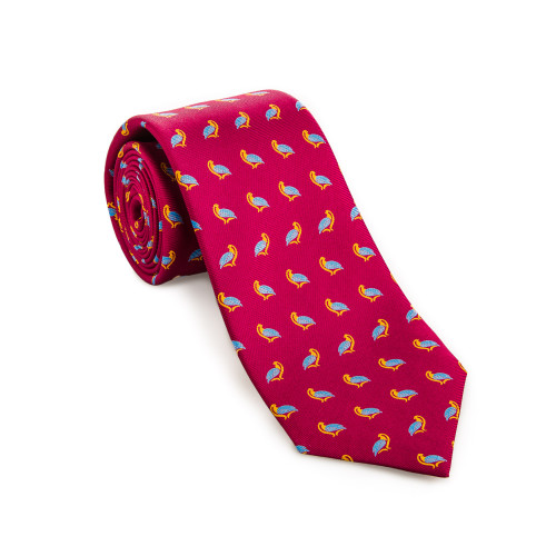 Silk Partridge Tie in Magenta