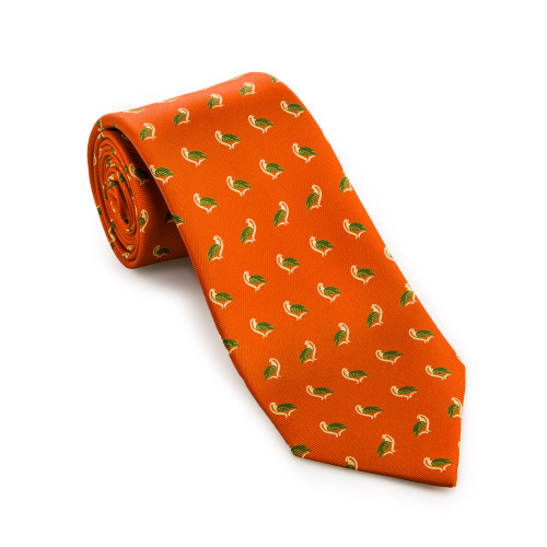 Silk Partridge Tie in Rust Orange