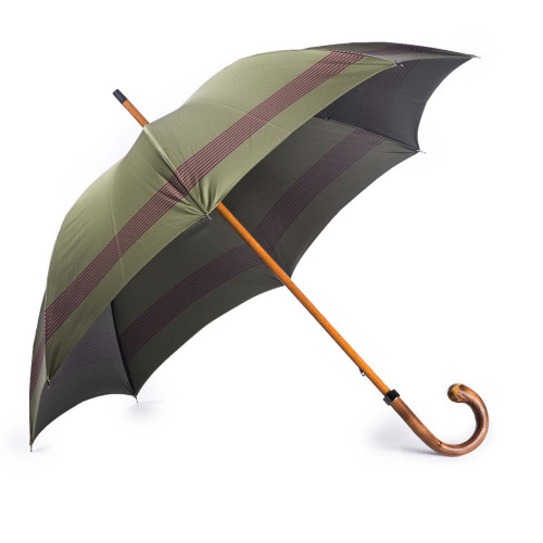 Striped Umbrella with Knotted Chestnut Handle