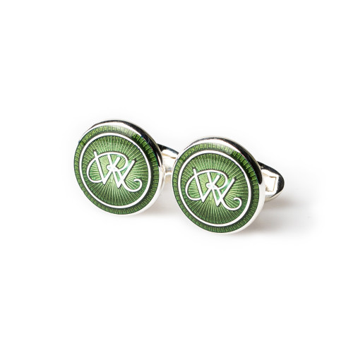 Silver Cufflinks in Olive