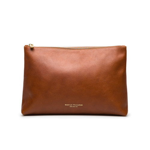 Large Heronshaw Pouch in Mid Tan Patterned