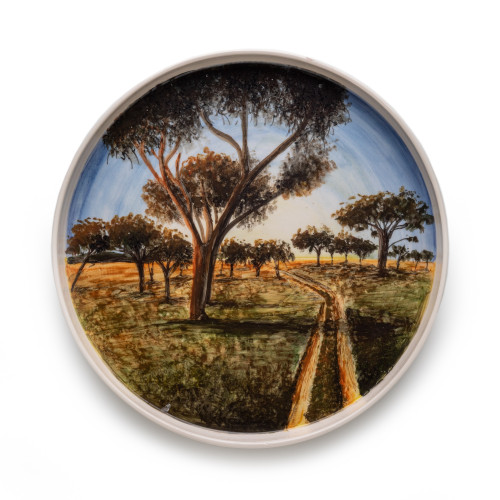 Large Hand Painted Dish with Safari Scene 2