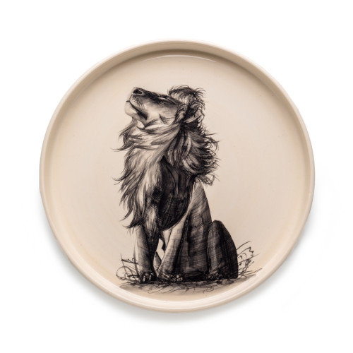 Large Hand Painted Lion Dish