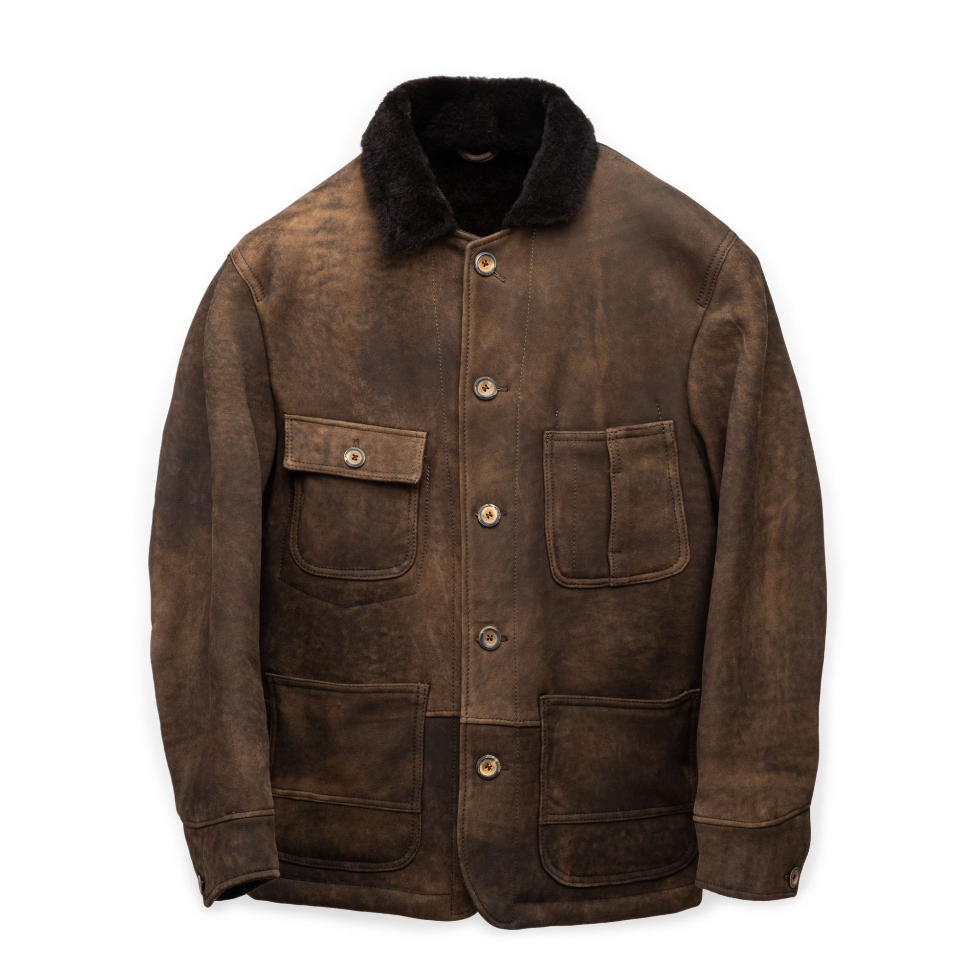 Mens suede shearling best sale jacket