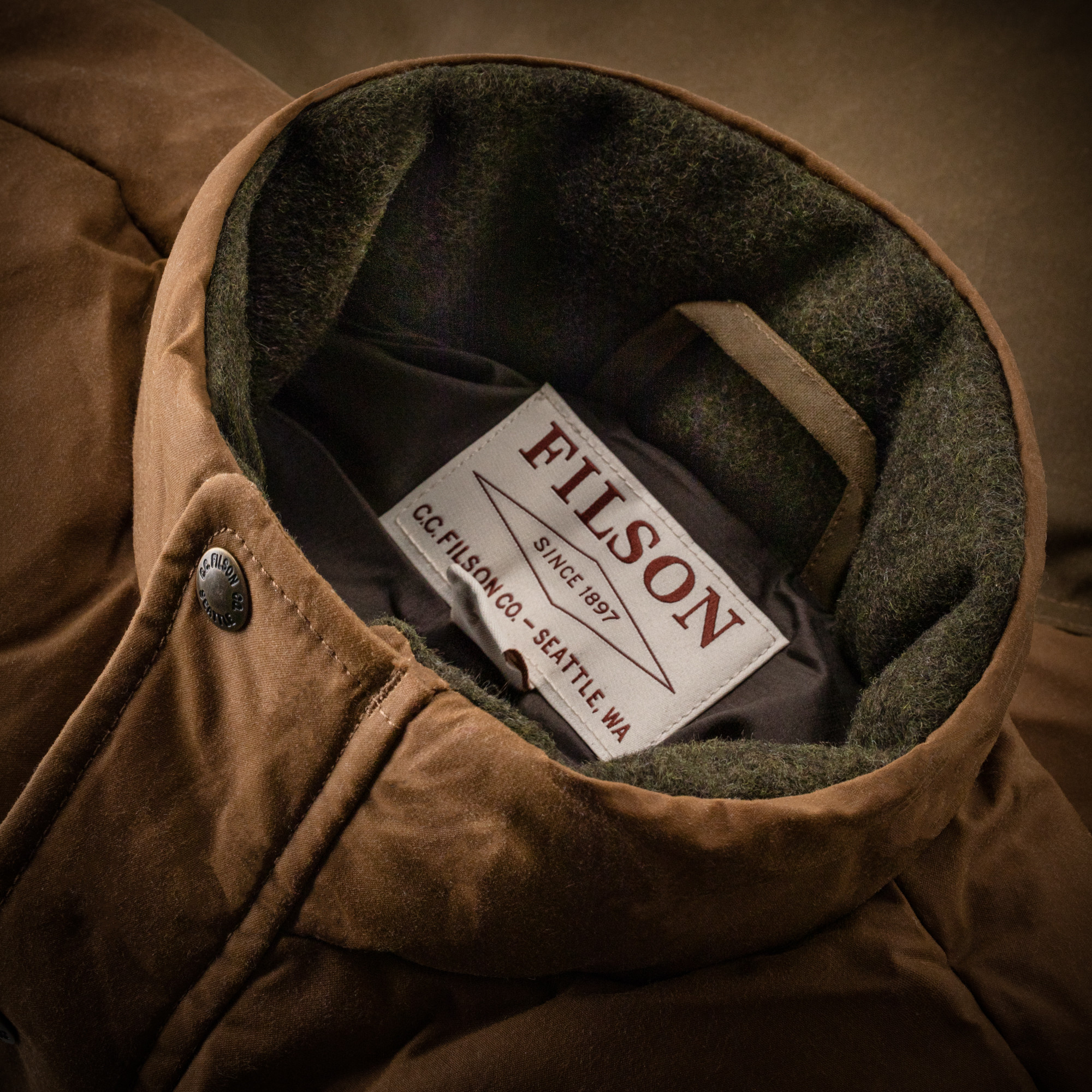Filson Down Cruiser Vest in Dark Tan