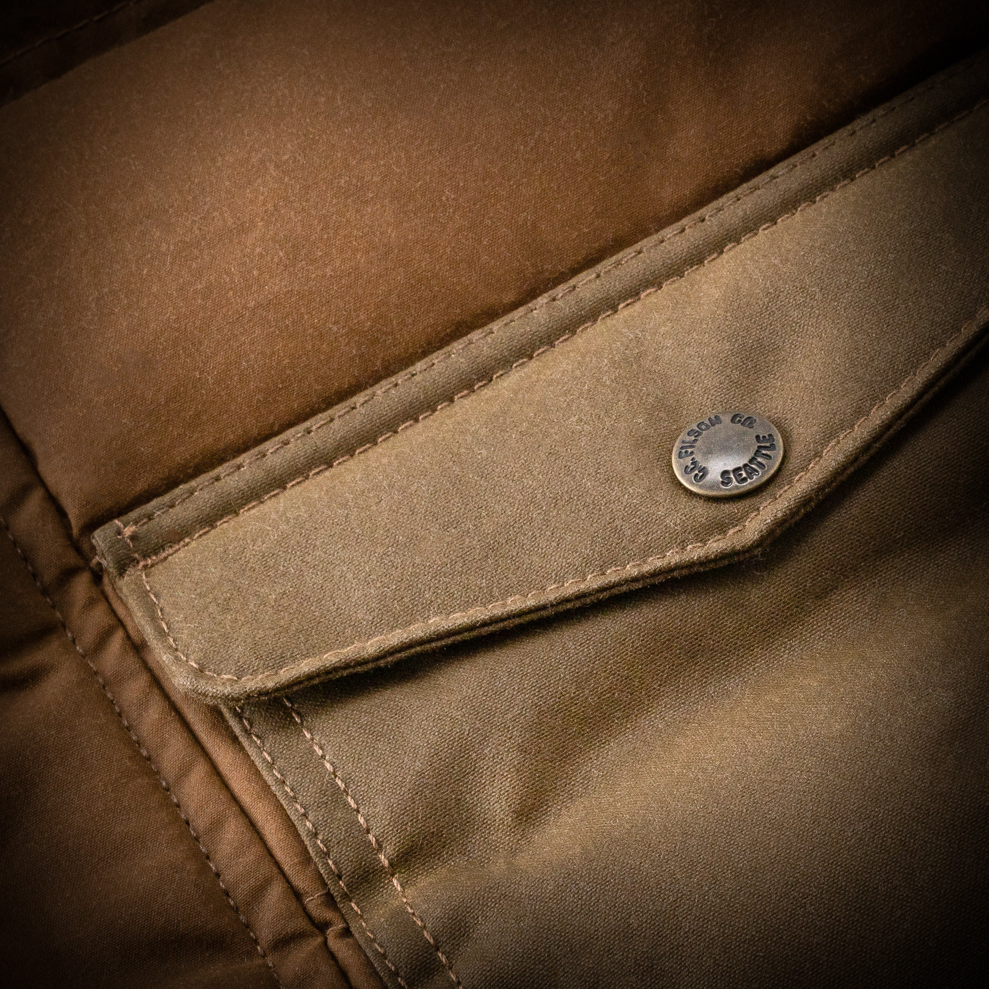 Filson Down Cruiser Vest in Dark Tan